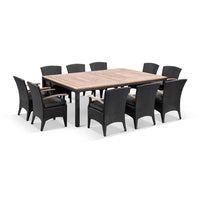 Sahara 10 Teak Top Table with Kai Outdoor Wicker Chairs