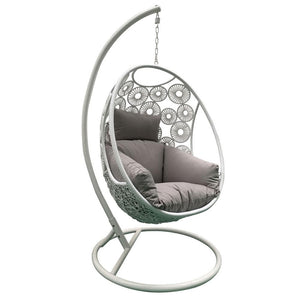 Havana Hanging Egg Chair in White with Stand