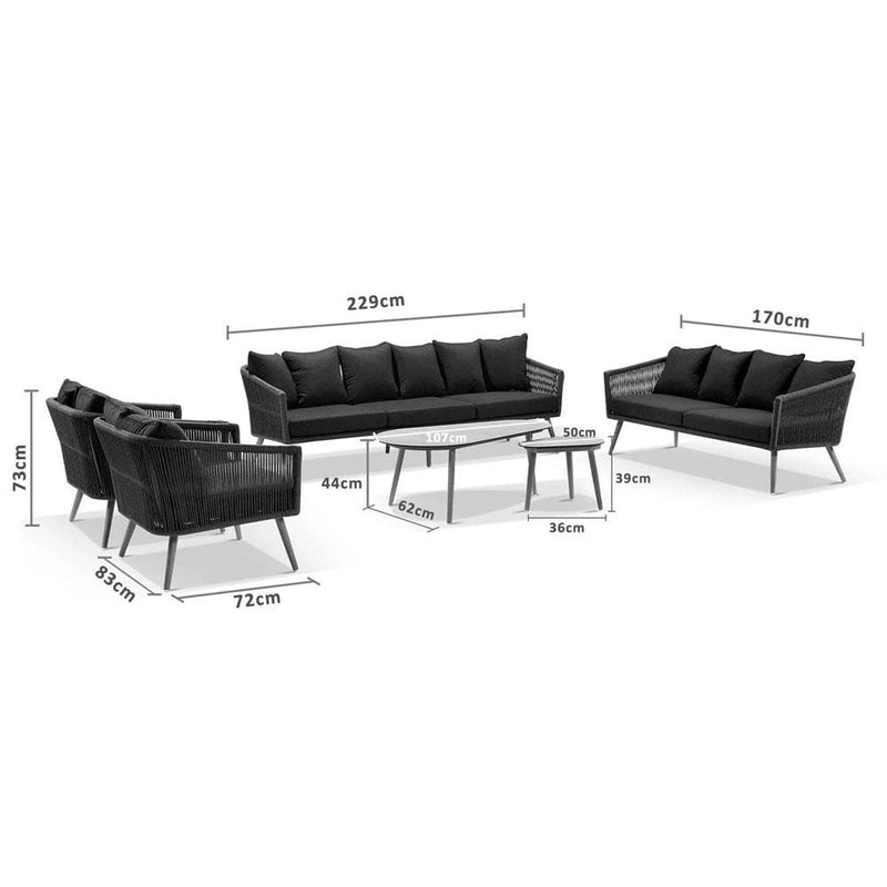 Herman Outdoor 3+2+1+1 Rope Lounge with Coffee Table Set