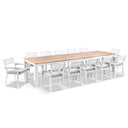 Balmoral 3.55m Outdoor Teak Top Aluminium Table with 12 Capri Chairs