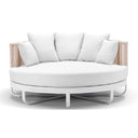 Cannes Outdoor Round Aluminium Daybed in White with Cream Rope