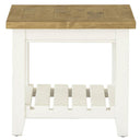 Leura Belle Indoor Side Table in Brushed White with Natural Timber Top