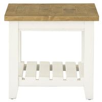Leura Belle Indoor Side Table in Brushed White with Natural Timber Top