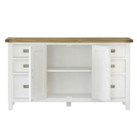 Leura Belle Buffet Sideboard in Brushed White with Natural Timber Top