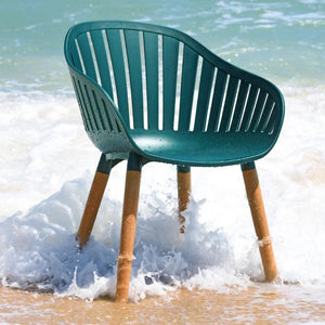 Marina Outdoor Lifestyle Garden Recycled Plastic Dining Chair with Timber Legs