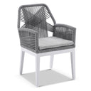 Tuscany Round 1.5m Outdoor Aluminium and Teak Dining Table with 6 Hugo Rope Chairs