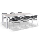 Southport Outdoor 2.17m Aluminium and Ceramic Table with 8 Finley Rope Chair