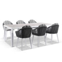 Southport Outdoor 2.17m Aluminium and Ceramic Table with 8 Alpine Rope Chair