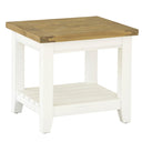 Leura Belle Indoor Side Table in Brushed White with Natural Timber Top
