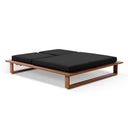Arcadia Double Aluminium Sun Lounge in Teak Look with Slide Under Side Table