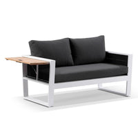 Corfu 2 Seater Outdoor Aluminium and Teak Timber Lounge with Sunbrella®