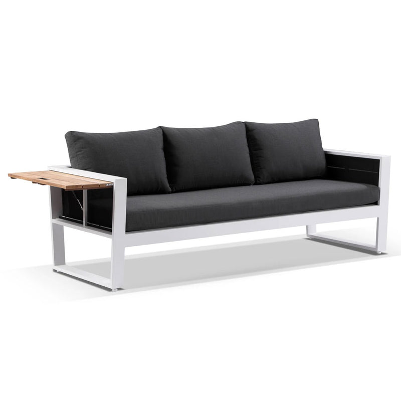 Corfu 3 Seater Outdoor Aluminium and Teak Timber Lounge with Sunbrella®