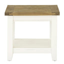 Leura Belle Indoor Side Table in Brushed White with Natural Timber Top