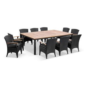 Sahara 10 Teak Top Table with Kai Outdoor Wicker Chairs