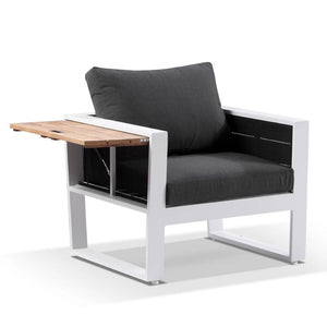 Corfu 1 Seater Outdoor Aluminium and Teak Timber Lounge with Sunbrella®