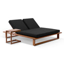 Arcadia Double Aluminium Sun Lounge in Teak Look with Slide Under Side Table