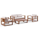 Santorini 2+1+1 Outdoor Aluminium Lounge set with Coffee Table in Teak Timber Look Finish