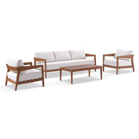 Bronte 3+1+1 Outdoor Teak Look Aluminium with Sunbrella Lounge Setting with Coffee Table