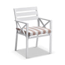 Tuscany Round 1.8m Outdoor Aluminium and Teak Dining Table with 8 Kansas Chairs in Sunbrella