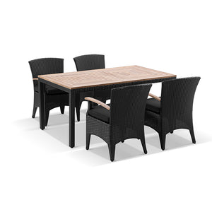 Sahara 6 Seater Teak top Table with Kai Outdoor wicker chairs