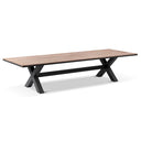 Kansas 3m Outdoor Teak Timber and Aluminium Dining Table with 10 Malawi Wicker Chairs