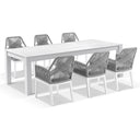 Santorini 2.5m Outdoor Rectangle Aluminium Dining Table with 8 Hugo Rope Chairs