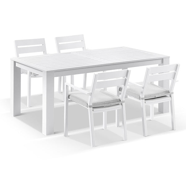 Santorini 6 Seater Outdoor Rectangle Aluminium Dining Table and Chairs Setting