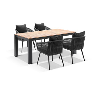 Balmoral 1.8m Outdoor Teak and Aluminium Dining Table with 6 Herman Rope Chairs