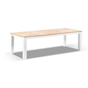Balmoral 2.5m Teak Top Aluminium Table with 8 Kansas Dining Chairs with Olefin Cushions