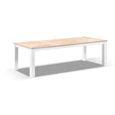 Balmoral 2.5m Teak Top Aluminium Table with 8 Kansas Dining Chairs with Sunbrella cushions