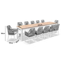 Balmoral 3.55m Outdoor Teak Top Aluminium Table with 12 Hugo Chairs