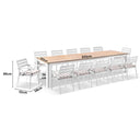 Balmoral 3.55m Teak Top Aluminium Table with 12 Kansas Dining Chairs with Sunbrella Cushions