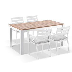 Balmoral 1.8m Teak Top Aluminium Table with 6 Kansas Dining Chairs