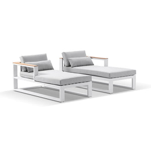 Balmoral Outdoor Aluminium and Teak Timber Daybed Lounge