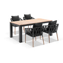 Balmoral 1.8m Outdoor Teak and Aluminium Dining Table with 6 Cove Rope Chairs