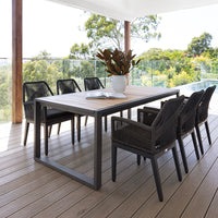 Bora Extension Outdoor Dining Setting with 8 x Hugo Rope Chairs