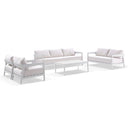 Bronte 3+2+1+1 Outdoor White Aluminium Lounge with Sunbrella Setting with Coffee Table