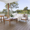 Bronte 3+1+1 Outdoor Teak Look Aluminium with Sunbrella Lounge Setting with Coffee Table