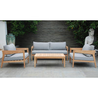 Caledonia 2+1+1 Outdoor Teak Timber Lounge Setting with Coffee Table