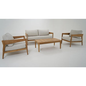 Caledonia 2+1+1 Outdoor Teak Timber Lounge Setting with Coffee Table