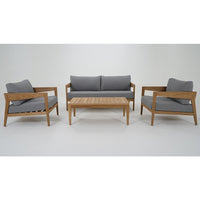 Caledonia 2+1+1 Outdoor Teak Timber Lounge Setting with Coffee Table