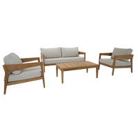 Caledonia 2+1+1 Outdoor Teak Timber Lounge Setting with Coffee Table