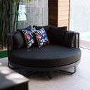 Cannes Outdoor Round Aluminium and Rope Daybed Lounge in Charcoal