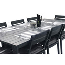 Capri 9 Pcs Dining Setting with Santorini Chairs in Charcoal