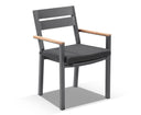 Tuscany Ceramic 8 Rectangle Seat With Capri Chairs with Teak Arm Rests