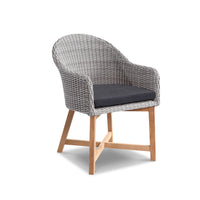 Coastal Wicker Dining Chair w/  Teak TImber Legs Brushed Grey