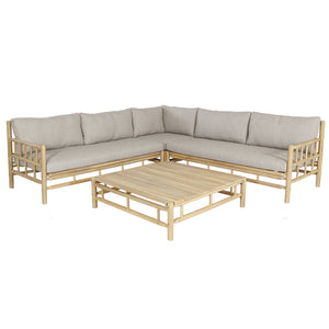 Ourimbah Outdoor Timber Corner Lounge Set with Coffee Table