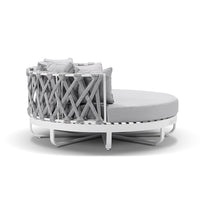 Cove Outdoor Round Aluminium and Rope Daybed Lounge with Side Table