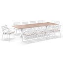 Kansas 3m Outdoor Teak Timber and Aluminium Dining Table with 10 Chairs with Sunbrella cushions