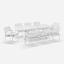 Kansas Outdoor Ceramic 2m Aluminium Dining Table with 8 Chairs Setting